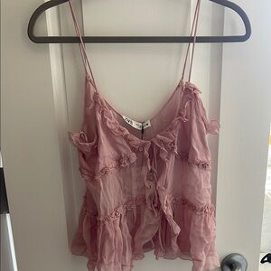 Zara Pink Ruffled Women's Top